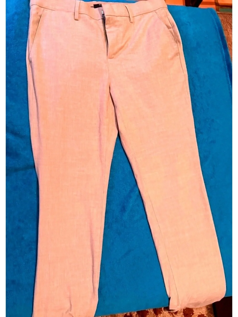 Beige linen blend dress pants mens 29x32 slim fit